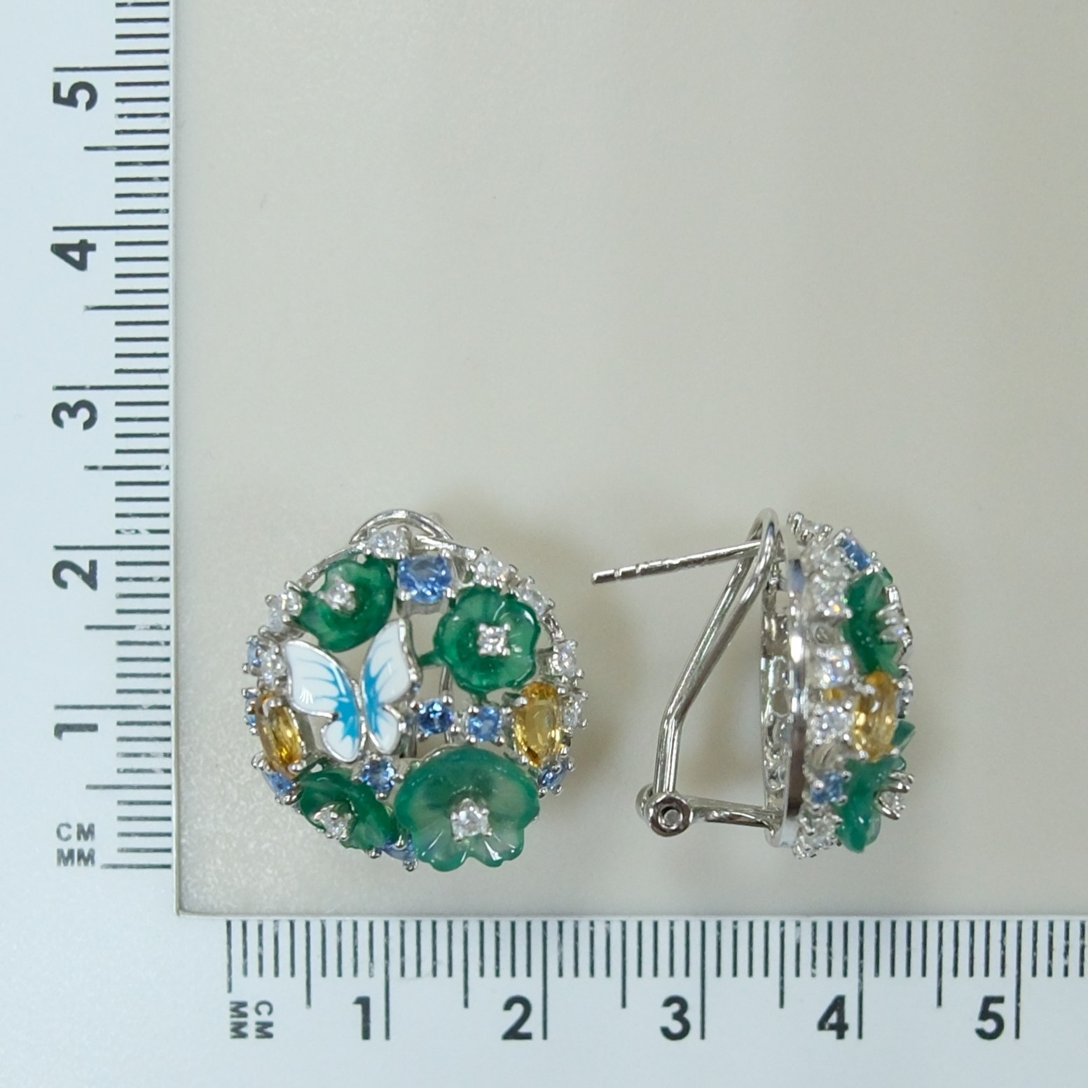 Серебряные серьги с халцедонами "Бабочки"